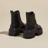 Women's Platform Boots 2025 Leather Platform Heightening Boots Women's Versatile Retro British Style Short Boots Platform Shoes