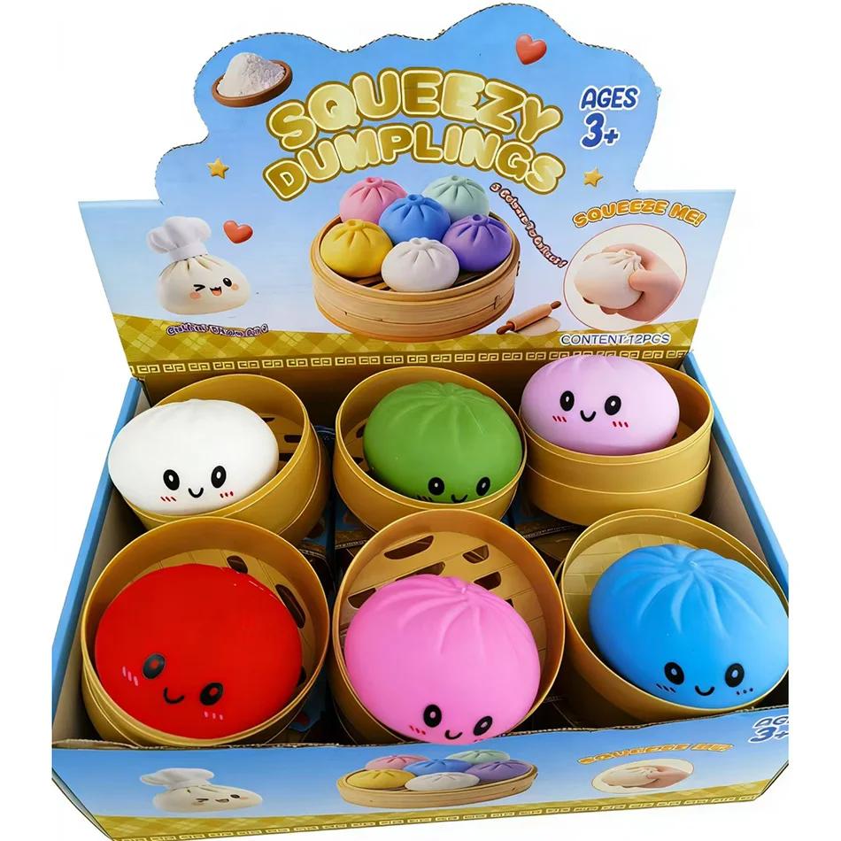 Dumpling Pressure Dumpling Squishies Cute Colorful Bun Toy Slow Rising Stress Relief Fidget Toy for Adults Anti-Anxiety Gift Presents