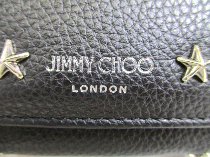 Authentic Jimmy Choo Silver Metal Stars Black Leather 6 Pics Key Case Neptune #9938  Refurbished
