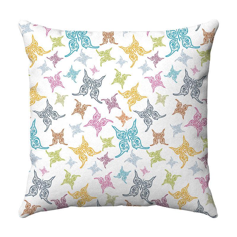 Seamless Watercolor Butterfly Digital Printing Short Plush Pillow Covers for Car Sofa Office Cushion Cover Home Goods 60x60cm