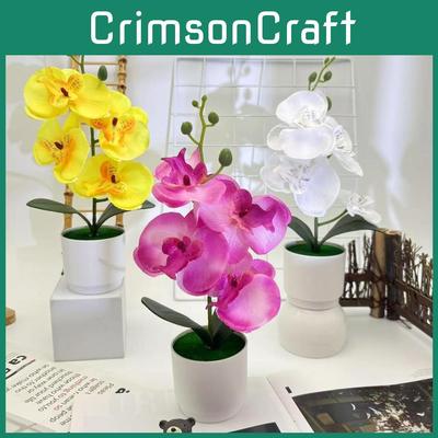 Butterfly Orchid Silk Fabric Potted Plant Artificial Flower For Home Decor And Photography Props