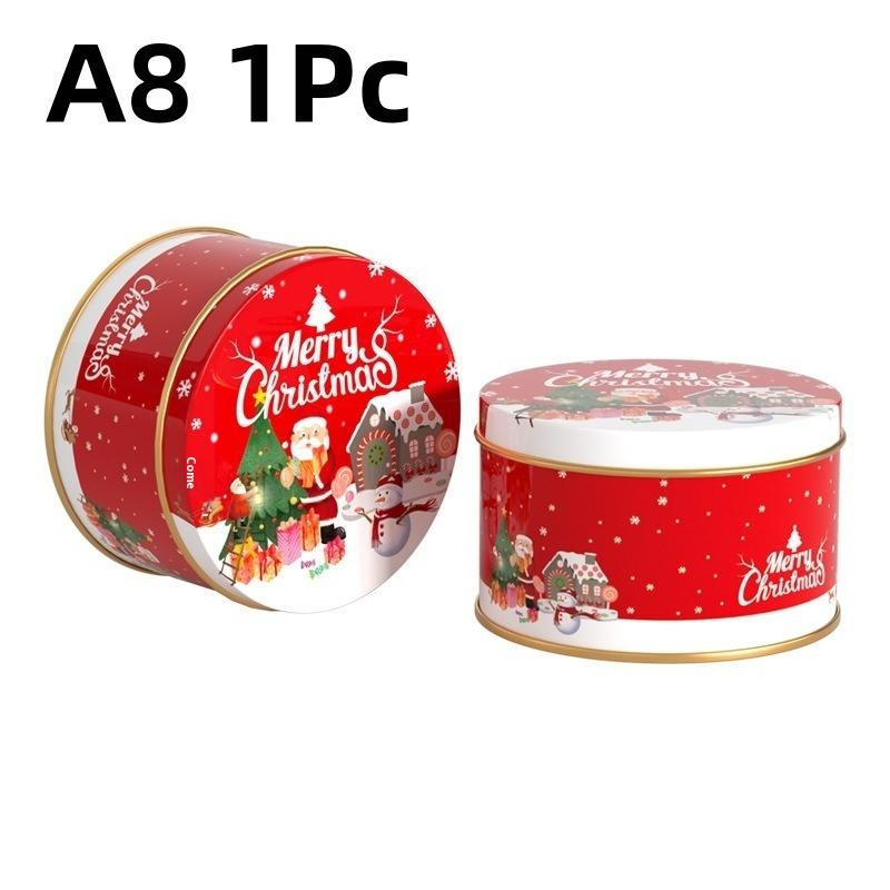 Christmas Tinplate Candy Tin Can Metal Box Cartoon Elk Santa Claus Letter Printed Xmas Candy Cookie Tea Storage Gift Case