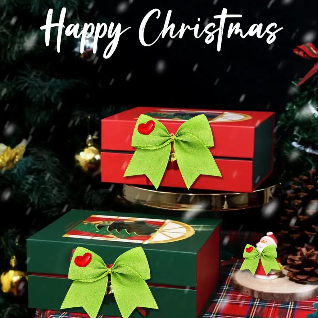 Christmas Bow 12-Piece Green Red 6 Inch Plush Style Festive Christmas Tree Wreath Home Party Decor Gift Accessory