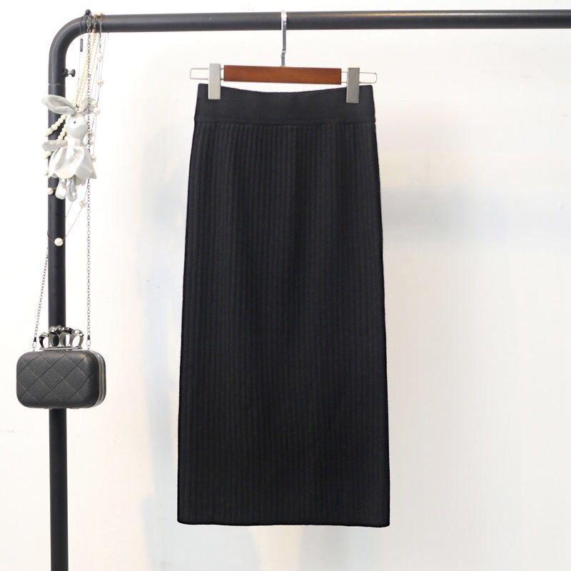 Jupe crayon en laine taille haute: Moulant, Amincissant, Mi-long avec Fente, Parfait pour l'Automne et l'Hiver.