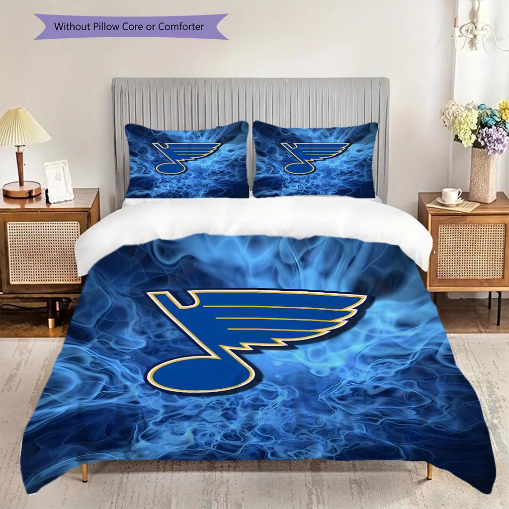 St. Louis Blues Pattern Bedding Quilt Set Quilt Cover Pillowcase Home Decoration Birthday Gift (1 * duvet cover + 2 * pillowcase, without core)