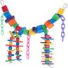 Pure Natural Colorful Wood Parrot Toys, Bvanki18.5 Inch L 8.5 Inch W Parrot Soft Swing Toy & Rainbow Bridge (Medium).