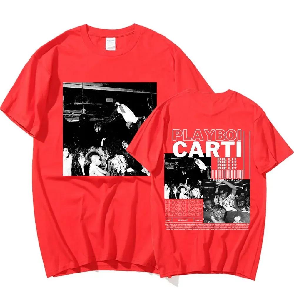 Rapper Playboi Carti Music Album Die Lit Graphic T Shirt Unisex Wounisexs Hip Hop Vintage Fashion Short Sleeve T Shirts Streetwear Bl