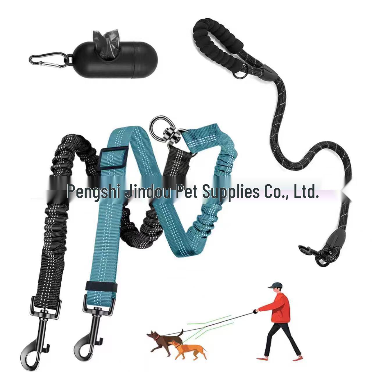 

Automatic Retractable No-Choke Dog Leash for Walking Two Dogs небесно-голубой