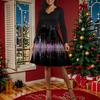 Women's Casual Fashion Long Sleeve Christmas Graphic Printed Vintage Long Dresses
