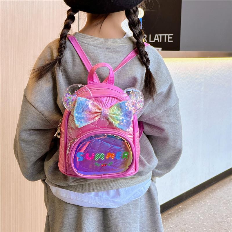 Colorful Neutral Gender Childrens Backpack With Whimsical Bow And Durable Design