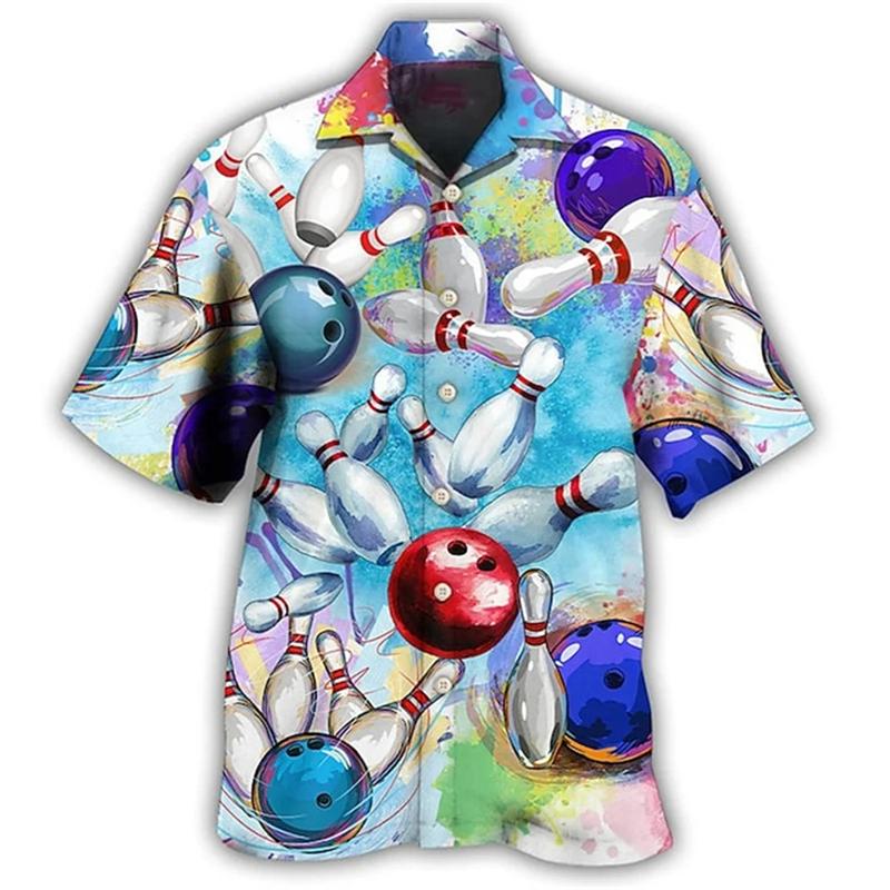 Nuova Camicia da Uomo con Stampa 3D Motivo Bowling Vintage Classica Camicia Street Oversize Uomo Donna Abbigliamento Blusa