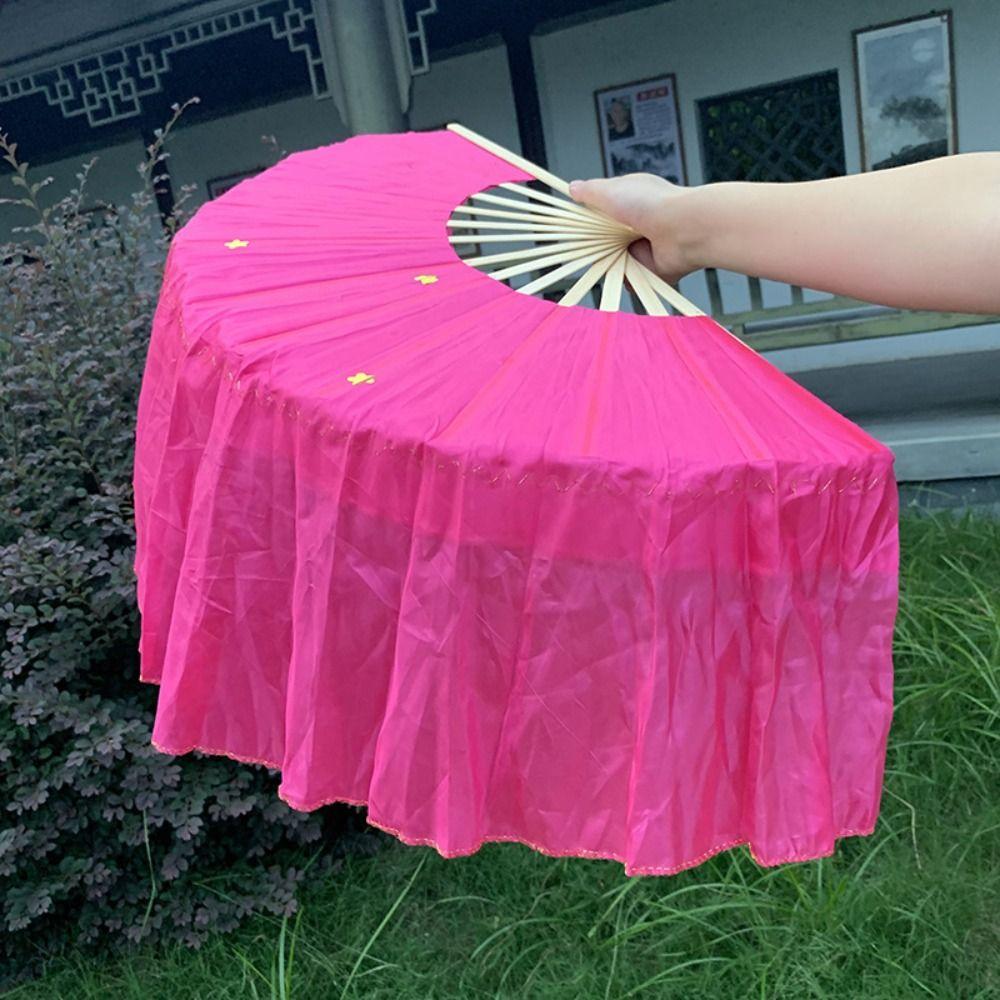 10/15/40cm Half Circle Silk Chinese Short Bellydance Fan  Veil Pairs Yangko Dance Tools