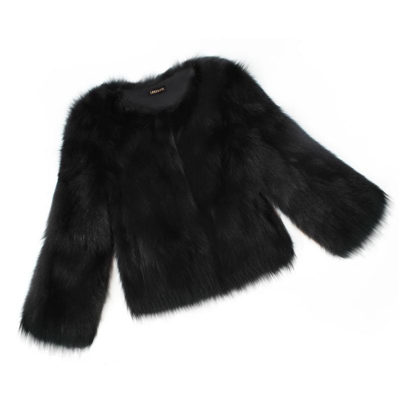0 Fashion autumn and winter fox fur imitation fur top short long-sleeved jacket women's real shot