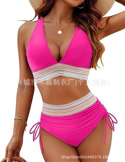 New swimsuit women's split sexy bikini high waist belly cover neck tight explosion