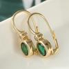 Vintage Inlaid Emerald Copper Material Golden Hoop Earrings Women Elegant Exquisite Banquet Dangle Earrings Jewelry Accessories