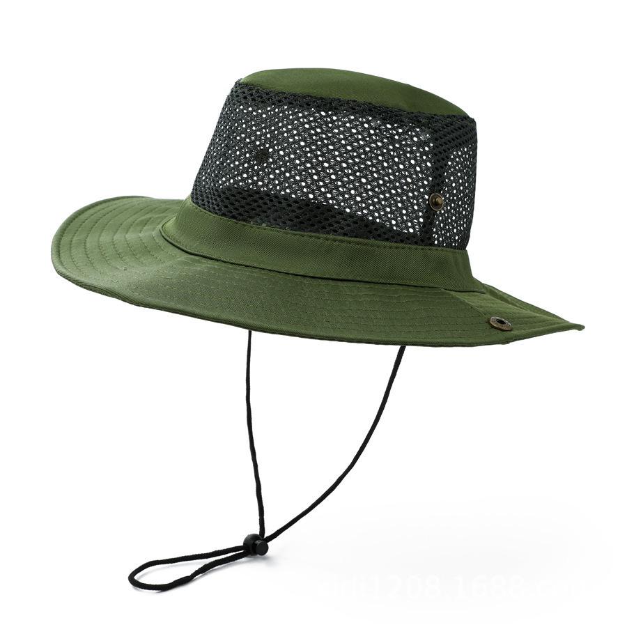 Wide Brim Mesh and Fabric Panama Style Bucket Hat for Outdoor Activities