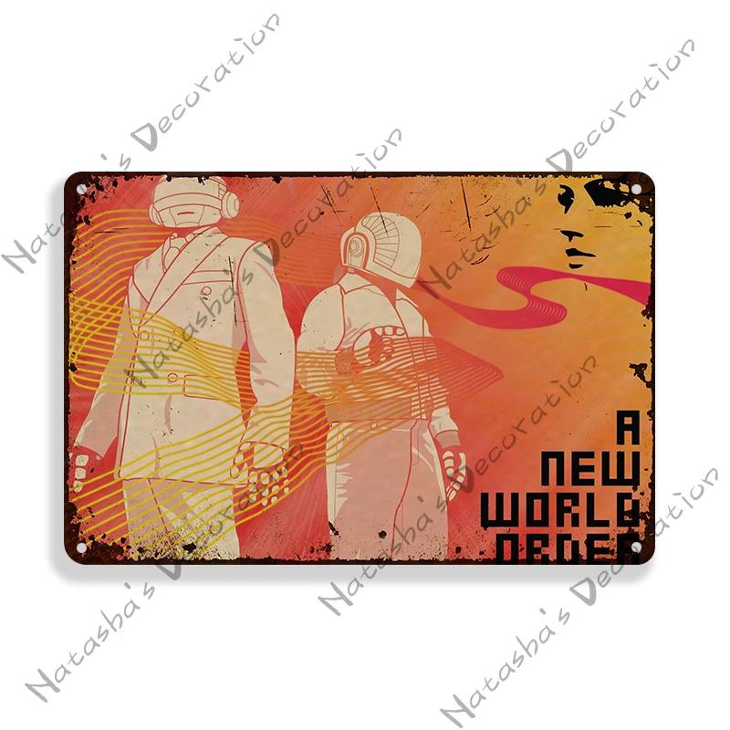 Daft Punk Vintage Poster Rock Music Metal Sign Retro Poster Metal Plaque Pub Bar Club Bedroom Decorative Plate Music Wall Decor