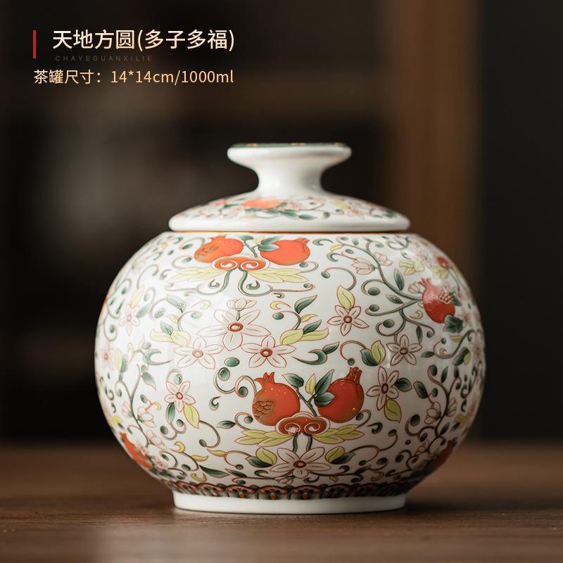 Creative Painted Floral Blue and White Porcelain Tea Pot Home Moisture-proof Sealed Coffee Jar Craft Decorative Jar Container
