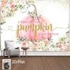 2D Aquarell Rosa Kürbis Hintergrund für Babyparty Fotoshooting Mädchen