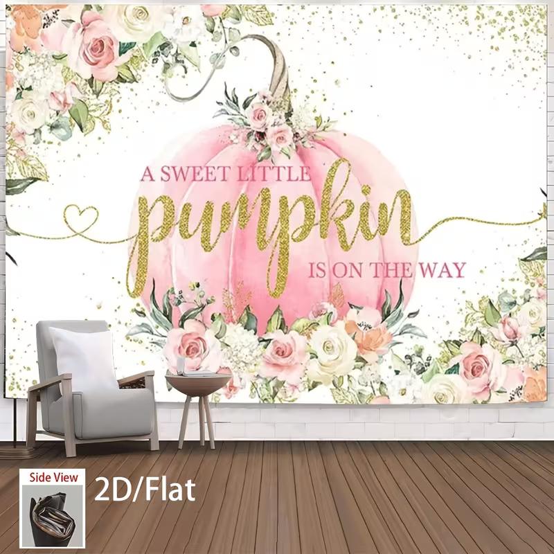 2D Aquarell Rosa Kürbis Hintergrund für Babyparty Fotoshooting Mädchen