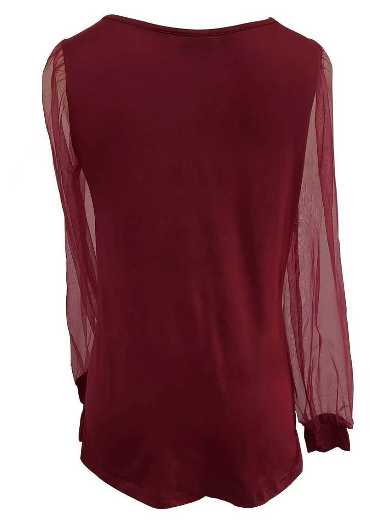 Camicia da Primavera e Autunno 2026 da Donna Europea & Americana Slim Fit in Rete con Maniche a Lanterna