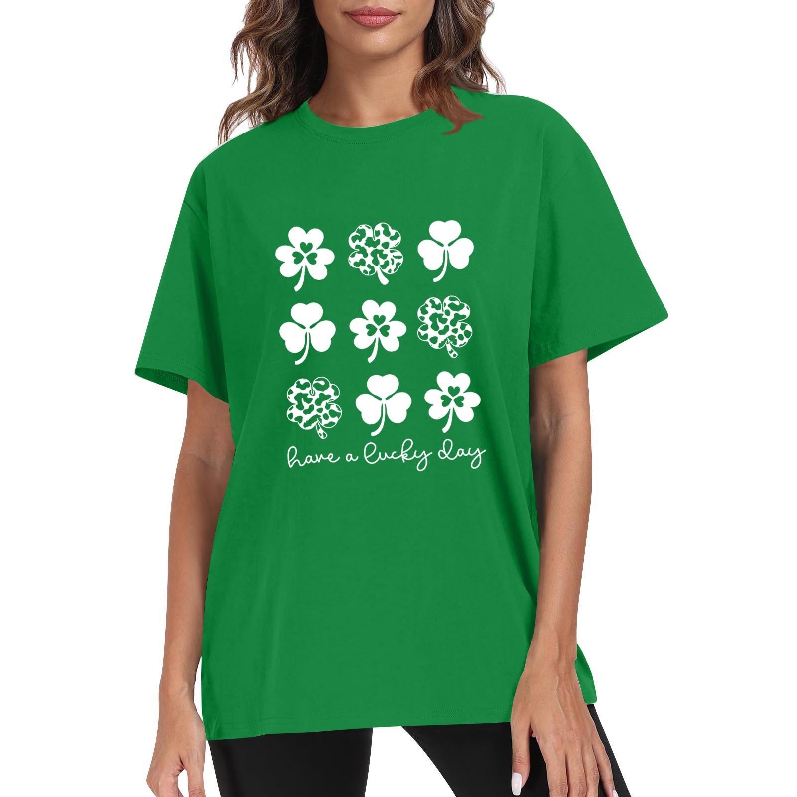 

Футболки для жінок плісировані з R-подібним вирізом Одягнені повсякденні блузки з принтом з короткими рукавами Літні топи вільного крою XL