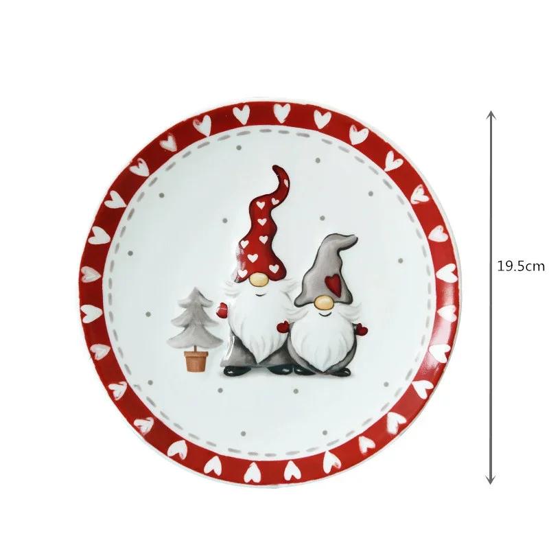 Nordische und rechteckige Keramikteller, Relief-Küchenutensilien, flache Teller, kreative westliche Fleischteller, Weihnachtsgeschenke