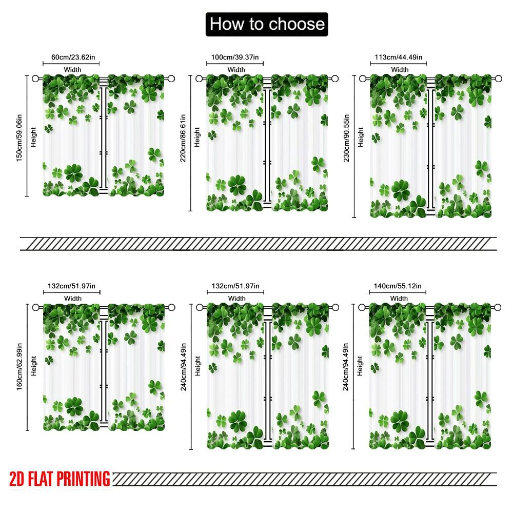 2pcs,2D plane printing Creative Curtains Clover Canvas (2) Versatile Polyester (without rod) Room Decor Use for Living Room &