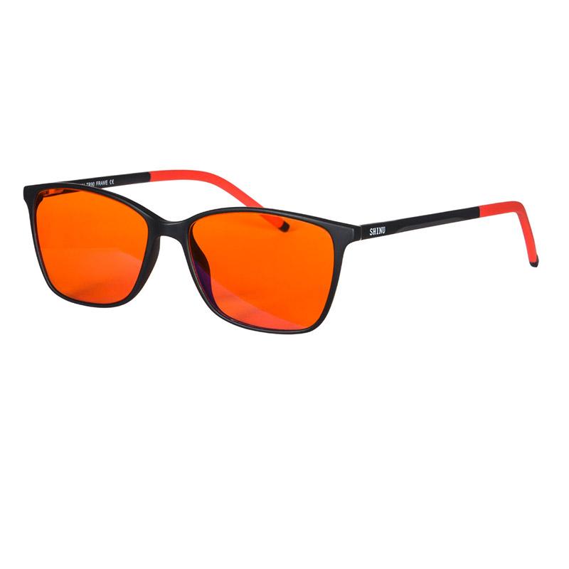 SHINU Women Glasses Red Lens Glasses for Better Sleep Orange Lens Long Time Gaming Glasses Yellow Lenses Night Vision Small Size