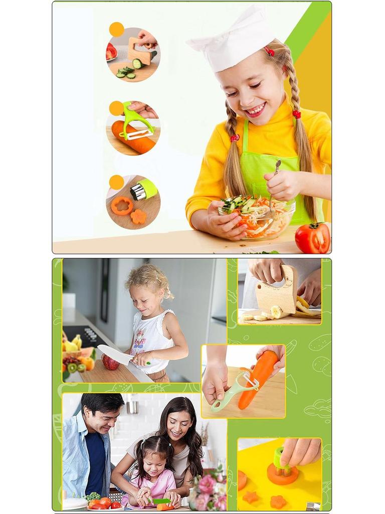 14-Piece Safe Children's Cooking Knife Set with Cutting Board for Early Education