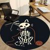 1pc Cat Skeleton Office Round Area Rug,  Mat Suitable For Office, Under Office Chairs Bedroom Living Room Home Decor, Room Deco