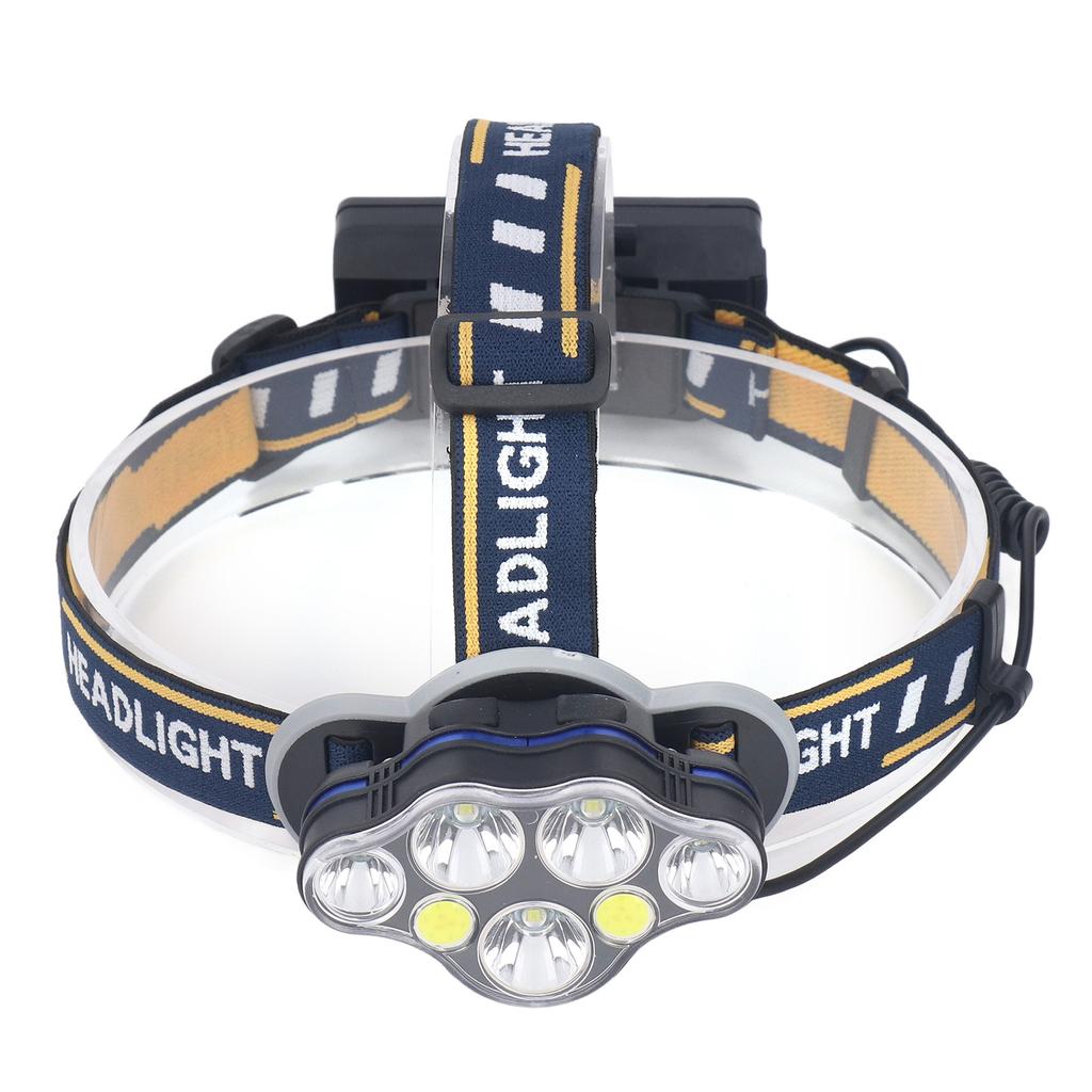 7 Core Headlight Long Range USB Rechargeable Headlamp Outdoor Work Light IPX4 Waterproof Built In Ba