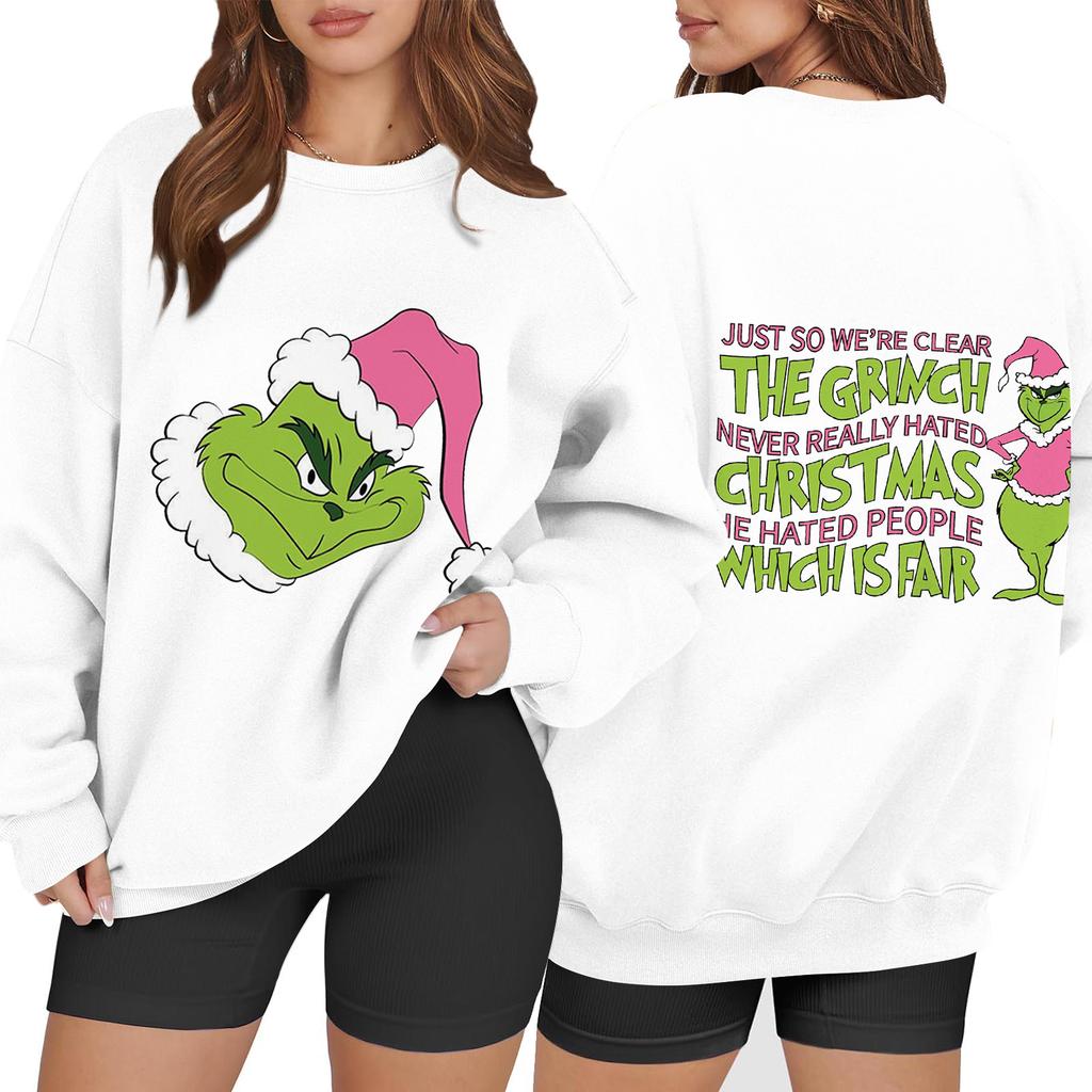 Women's Fashion Long Sleeve Print Round Neck Loose Pullover Sweater Top