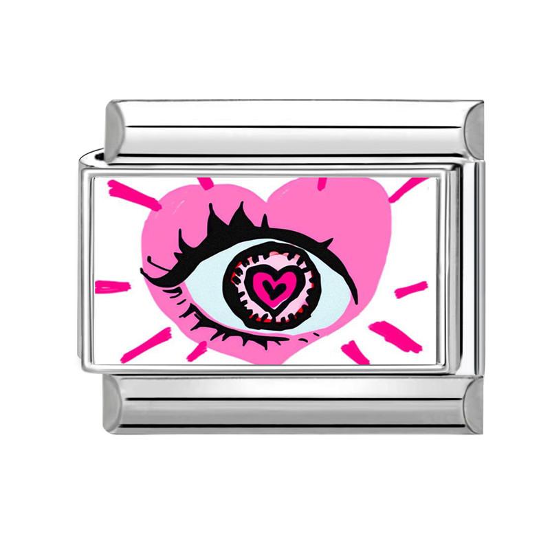 Y2K Pink Series Girls' Eye Rabbit Star Butterfly Cherry Italian Charm Links Fit 9MM Stainless Steel Bracelet DIY Making Jewelry