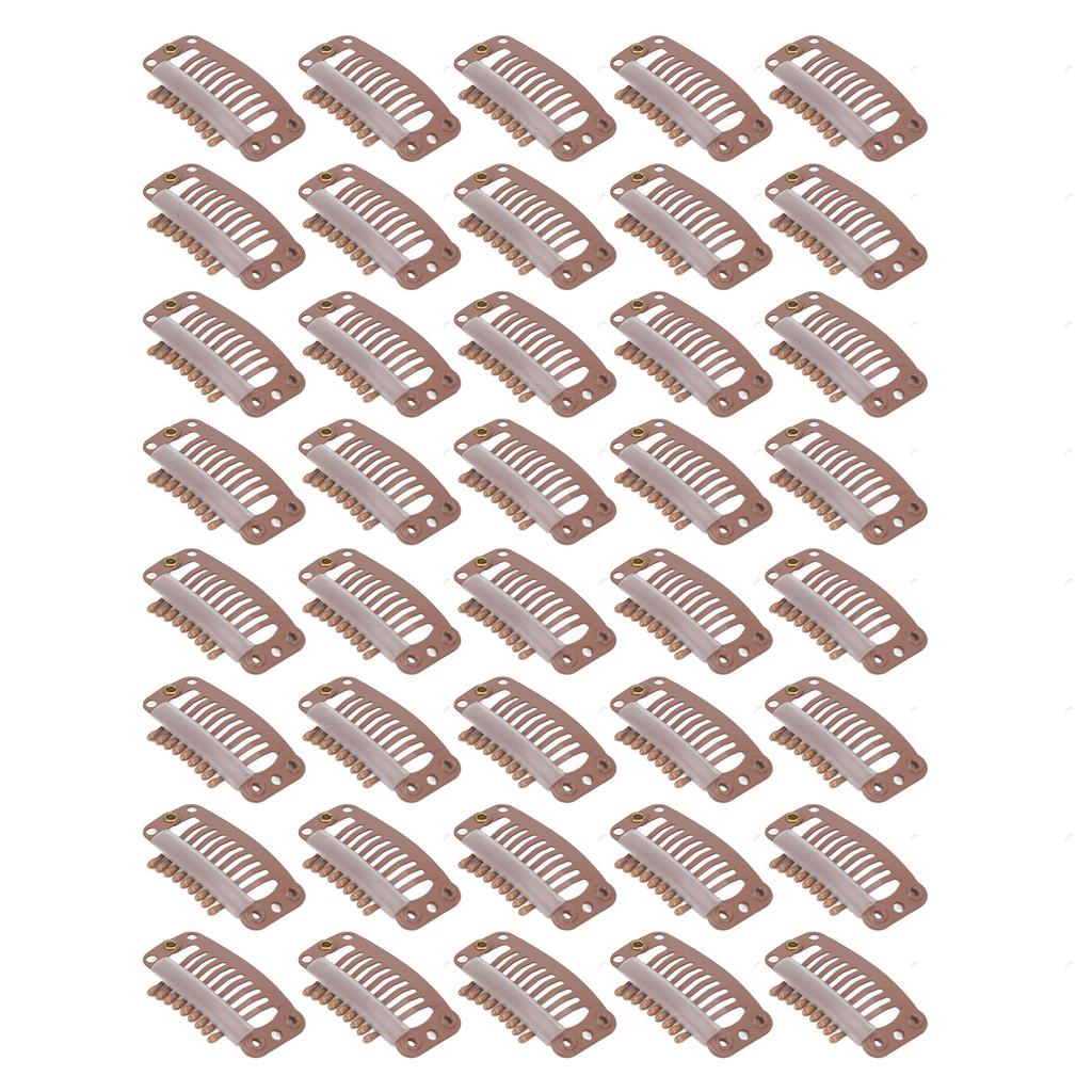 40pcs Hair Wig Clips Stainless Steel 9 Teeth Firmly Hold Hair Extension Hairpiece Clip 32mm