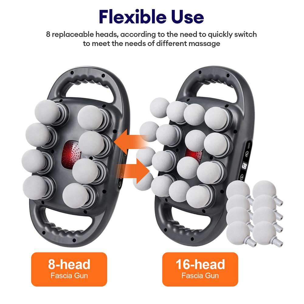 16 Heads Fascia Gun High-Frequency Vibration Deep Body Massage Device Back Waist Thigh Massager Neck Shoulder Muscle masajeador