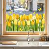 Adesivo per Finestra Fiore di Tulipano, Decalcomanie Floreali Primaverili con Farfalle per Festa di Primavera Casa Scuola Ufficio Negozio Decorazione Vetro