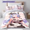Anime-Muster Bettwäsche Steppbettdecke Set Bettbezug Kissenbezug Heimdekoration Geburtstagsgeschenk (1 Bettbezug + 2 Kissenbezüge, ohne Füllung)