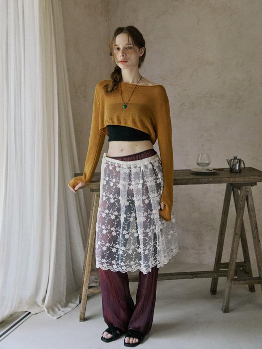 MERRYMOTIVE Sheer floral layered wrap skirt Ivory