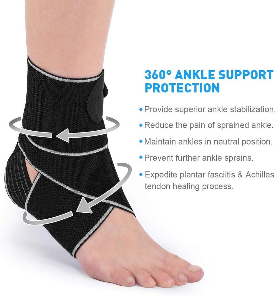 Cetaplast Ankle Support Brace - Adjustable Ankle Brace Wrap Strap for Sports Protect, Plantar Fasciitis, Achilles Tendonitis, Ligament Damage, In