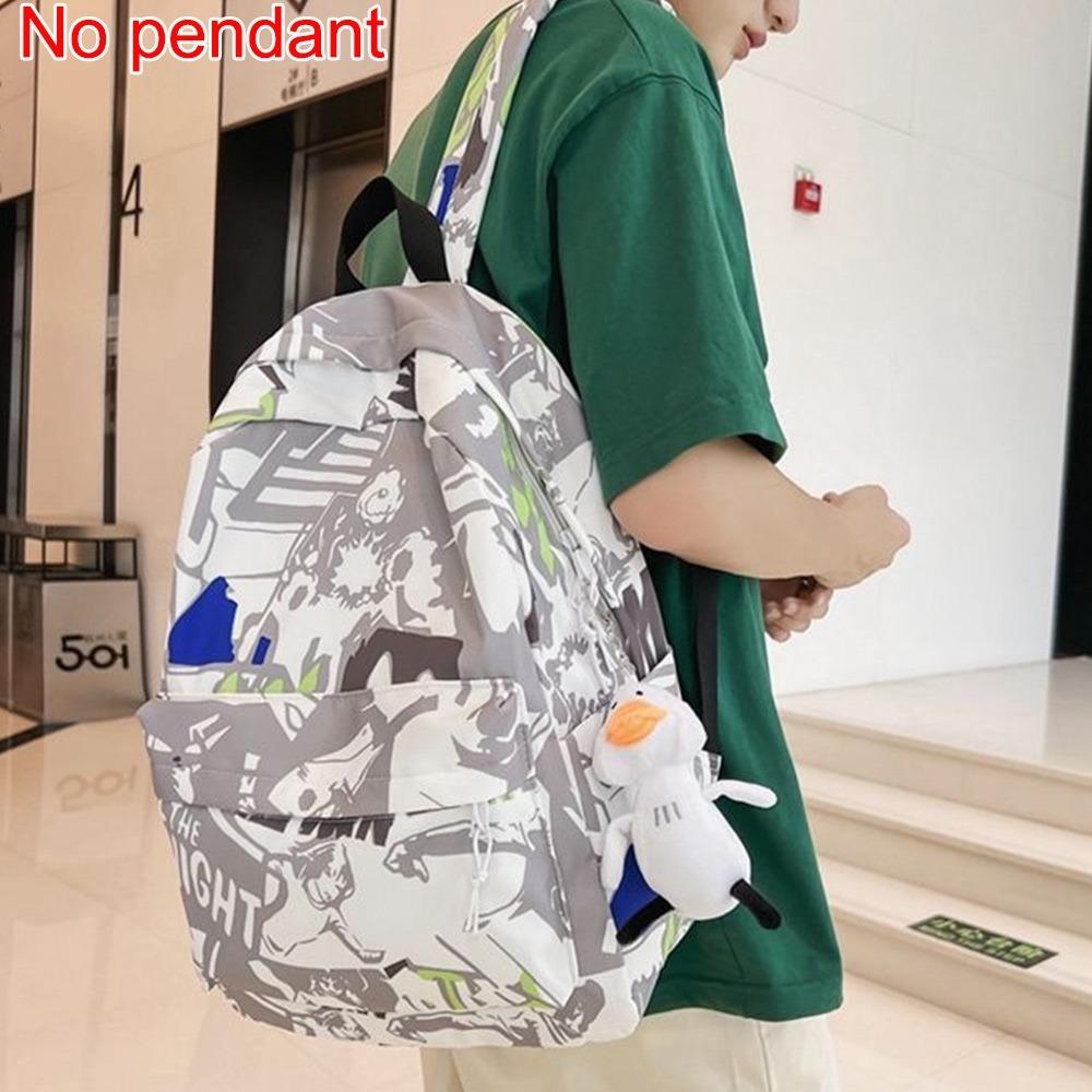 New Fashion Large Capacity Backpack Graffiti Trend Korean Style Schoolbag Ultra-light Travel Knapsacks белый