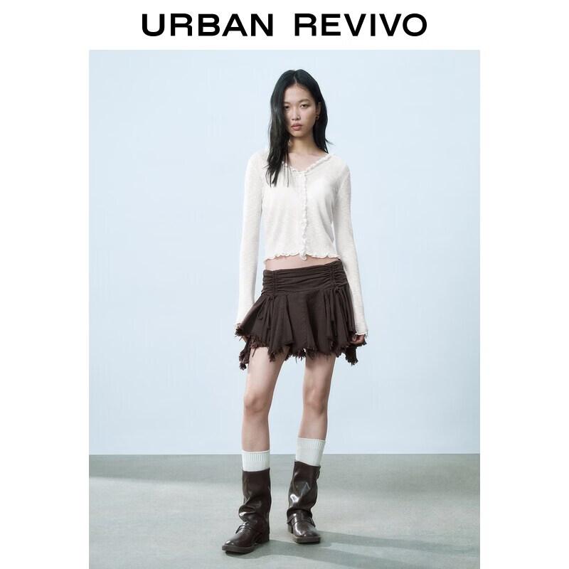 Women s V-Neck Ruffle Trim Slim Knit Cardigan M