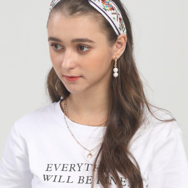 LALA Bohemian Imported Lace Hairband L-White