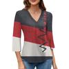 Women's V-neck Gradient Print Three-quarter Sleeve Fashion Top