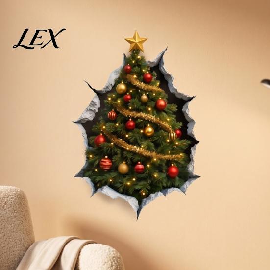 3D Holiday Wall Art Christmas Stickers, Decals for Living Room Bedroom And Party Decor Decor, Removable PVC Festive Home Entrance Classroom