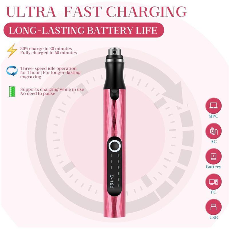 Easy Use USB-C Charging Electric Engraving Pen, 3-Speed Settings, Overload Protection, For Wood, Metal, Glass, For Beginners