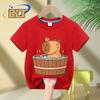 Capybara in hot tub printed Kids TShirts summer childrens pure cotton shortsleeved casual tops boys and girls gifts