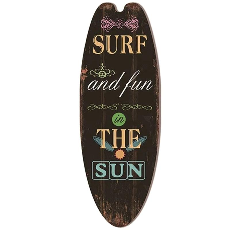 Retro Wooden Surfboard Decor Beach House Ocean Themed Wall Decor Signs Surfboard Wood Plaques Decoration Plate