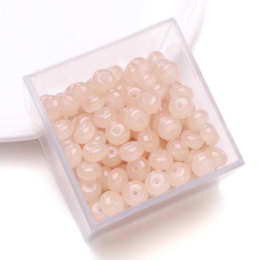 Contas de imitação de jade de vidro: Redondo, Plano Estilo Ábaco para Colares e Pulseiras DIY.