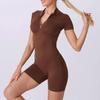 Macacão Body Feminino Zíper Yoga Muay Thai Boxe Pilates Exercício Treinamento Fitness Treino Sportswear Academia Secagem Rápida
